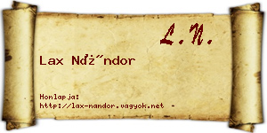 Lax Nándor névjegykártya