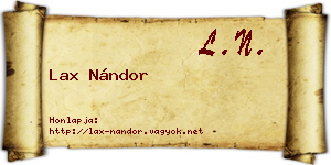 Lax Nándor névjegykártya
